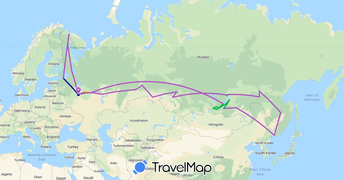 TravelMap itinerary: driving, bus, train, hitchhiking in Russia (Europe)